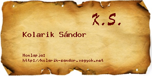 Kolarik Sándor névjegykártya